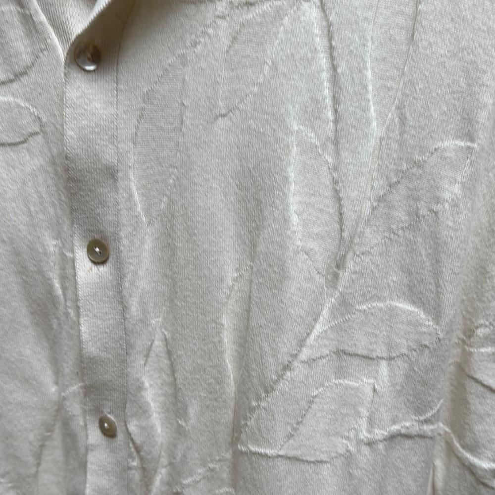 Zara Off-White Floral Knit Fabric Short Sleeved Button up Shirt - Picture 6 of 8
